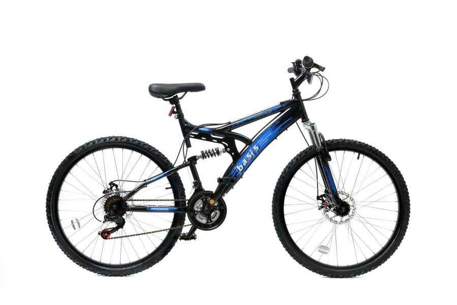 Basis Bikes Basis 1 Full Suspension Mountain Bike - 26" Wheel - 18 Speed Black Blue