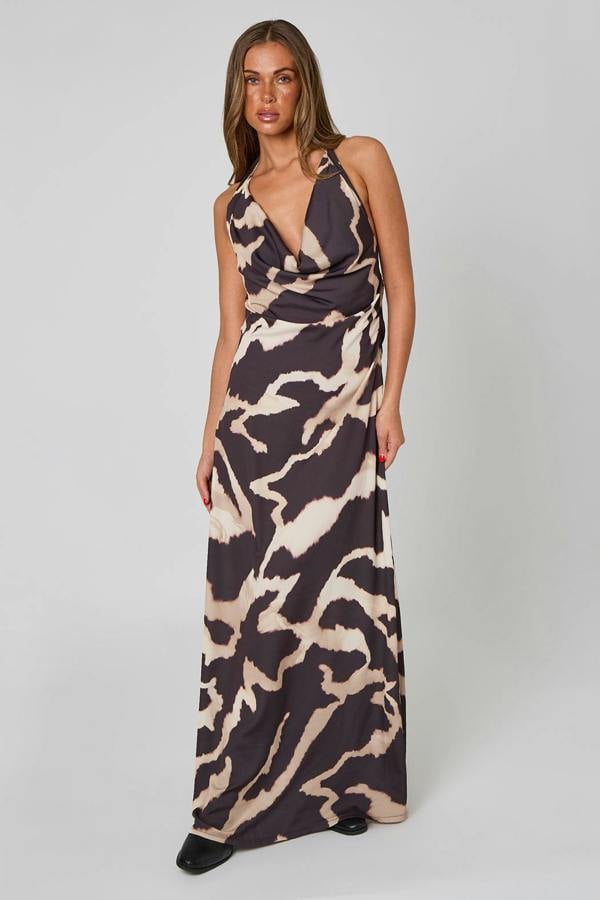 Urban Bliss Tort Halter Cowl Maxi Dress