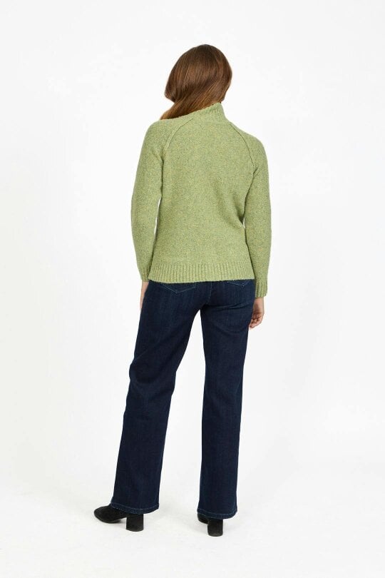 Mudflower Button Tab Collar Zip-Up Knit Cardigan with Pockets