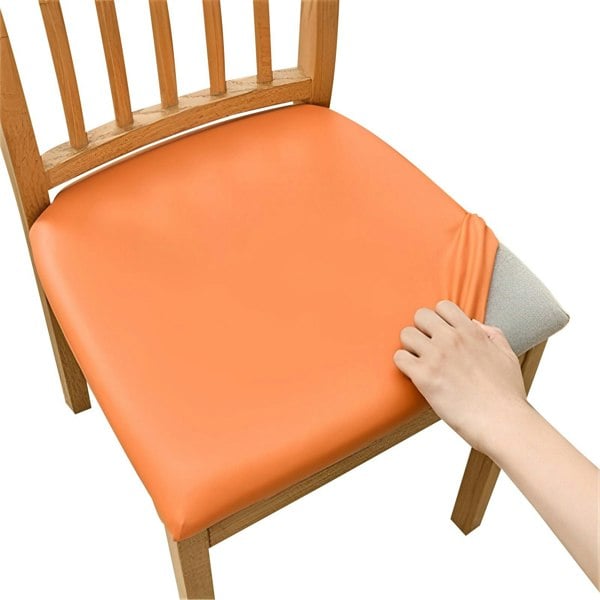 Anyhouz Chair Cover Plain Orange Stretch Seat Cover for Home Dinning Kitchen Washable Removable