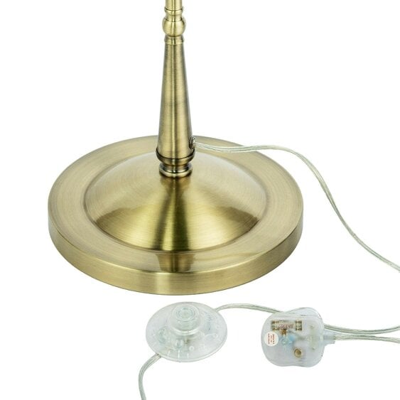 Happy Homewares Classic Antique Brass Victorian Inspired Floor Lamp with Green Shade