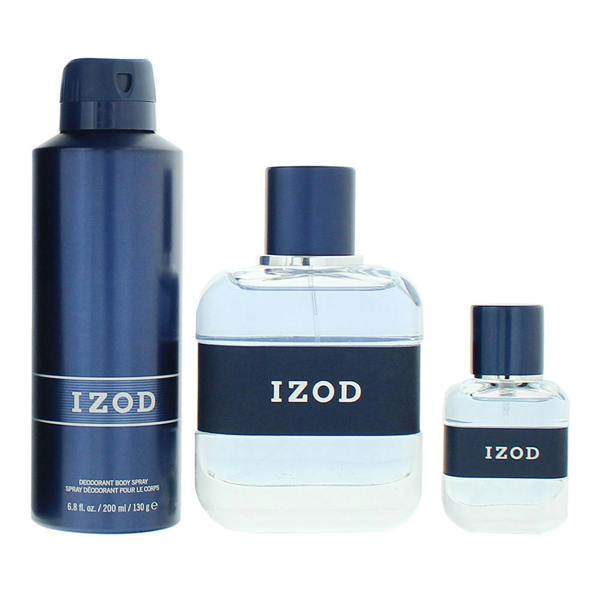 Izod Eau de Toilette 100ml, Body Spray 200ml + EDT 15ml Travel Spray Gift Set for Him
