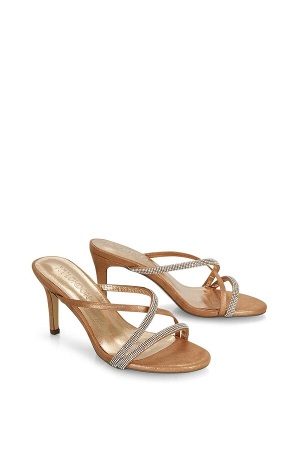 XY LONDON Diamante Cross Over Strappy Sandal Stiletto High Mule Heels