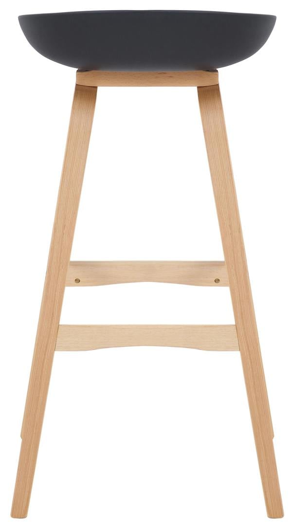Lamboro Equator Single Kitchen Bar Stool, Fixed Wooden Legs And Footrest, Premium Breakfast Bar & Home Barstool, Black