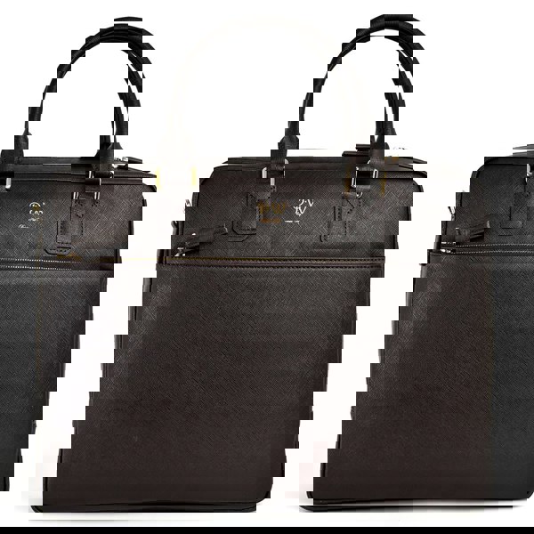 David WeJ Saffiano Leather Briefcase - Brown