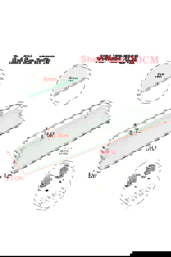 Living and Home 50cm Shelf Tempered Glass 6MM Thick Storage Organizer Wall Mounted Bathroom