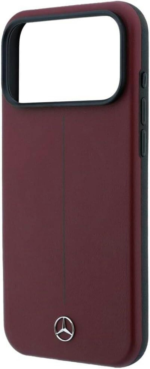 Mercedes Leather Semi Wrap Iconic Line Case with MagSafe for iPhone 17/18 Pro Max 6.9" Burgundy - MEHMP18X25PFWSTR