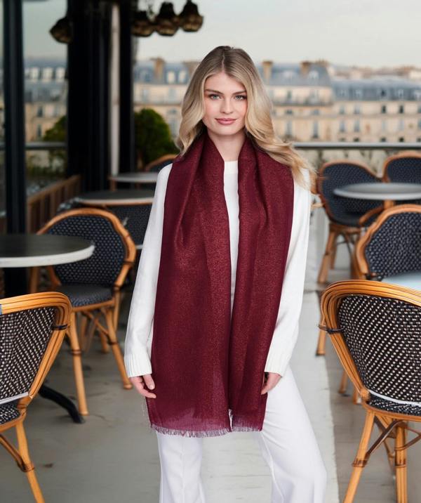 Pia Rossini Hallie - Pearlescent Occasion Scarf - Burgundy