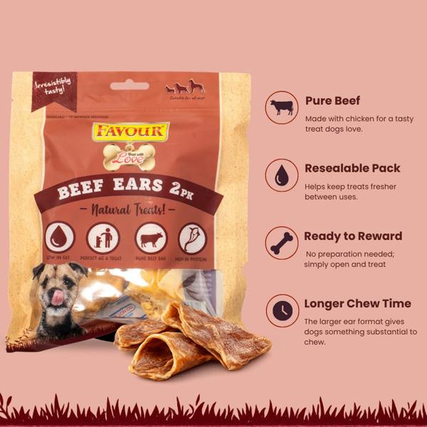 Favour Beef Ears 2 Pack Dog Treats
