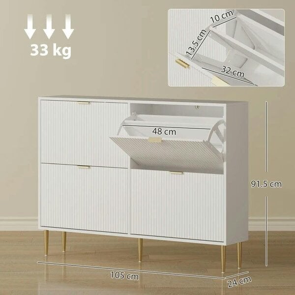 Bobobiy Elegant Four-Drawer Shoe Cabinet - White