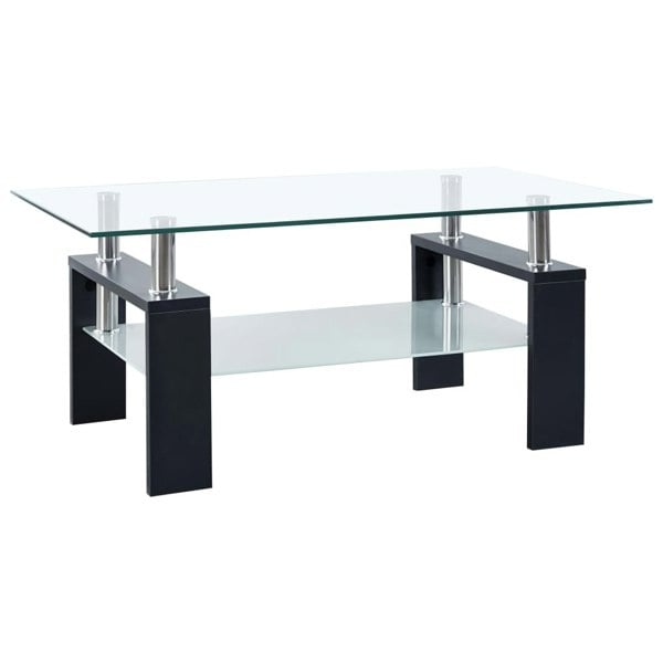 Berkfield Coffee Table Black and Transparent 95x55x40 cm Tempered Glass