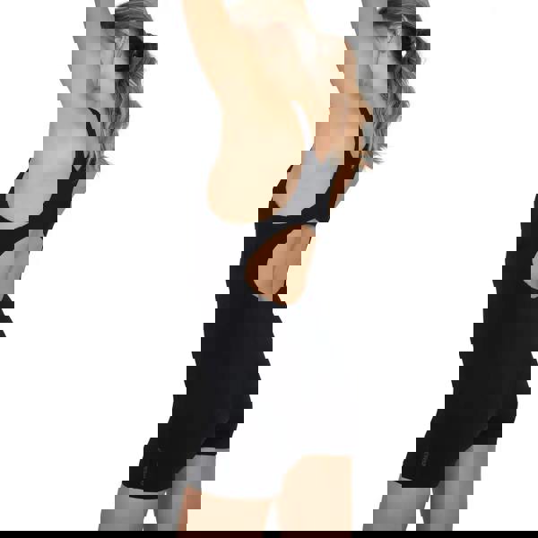 Black Speedo Endurance Plus Legsuit with cutout back and adjustable straps