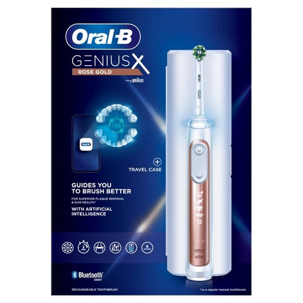 Oral-B Genius X Electric Toothbrush with Travel Case - Rose Gold