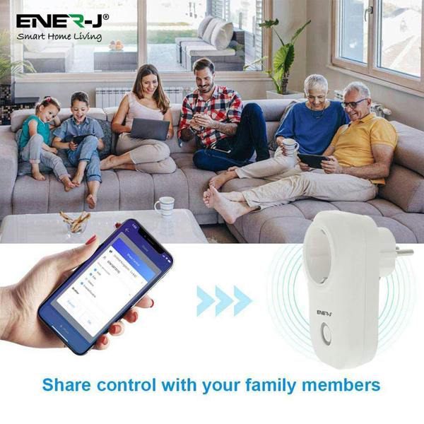ENER-J 1600W WiFi Smart EU Plug with Energy Monitor, Smart Socket, App & Voice Control, Alexa & Google Home Compatible