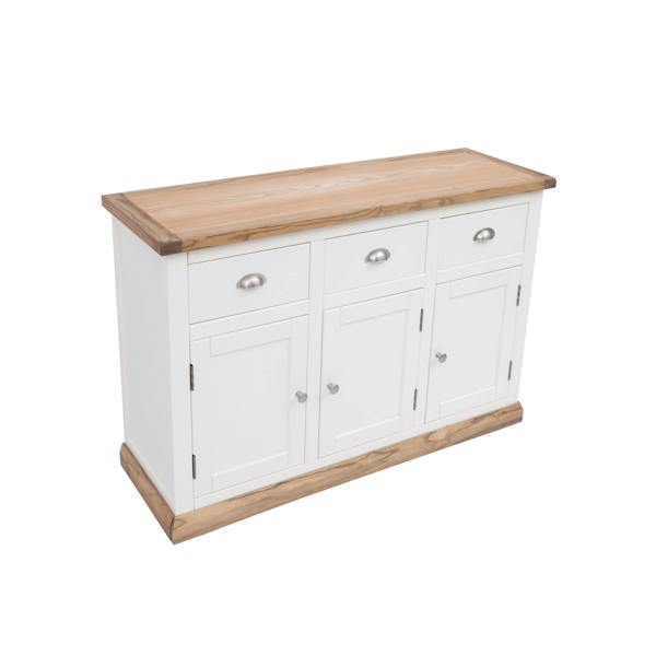 Cabinet Bits Tropea Off White 3 Drawer 3 Door Sideboard Chrome Cup Handle