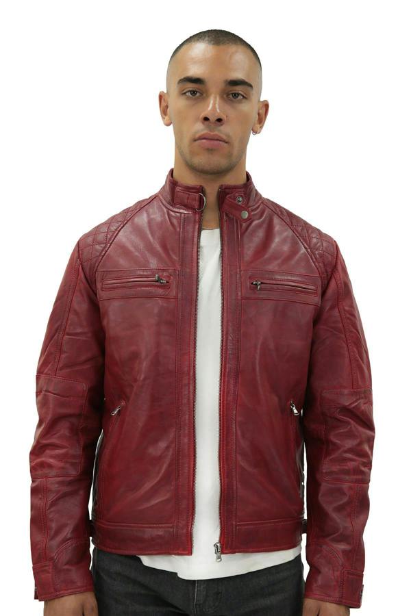 Infinity Leather Men's Vintage Leather Quilted Biker Jacket-Monaco