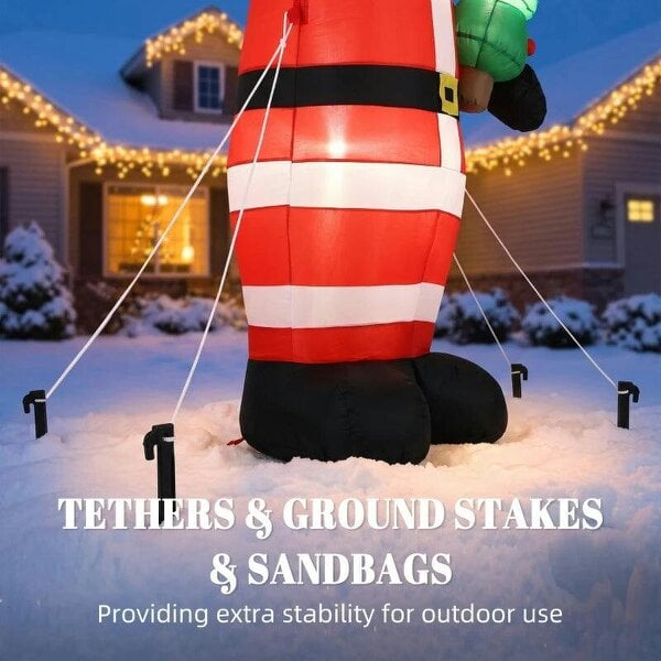 Bobobiy Inflatable Christmas Decoration, 8FT Christmas Inflatable Santa with Bright LED Light, Red
