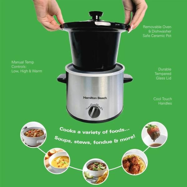 Hamilton Beach The Mighty Mini 1.8L Slow Cooker - Silver