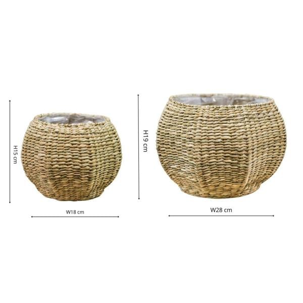 Ivyline Norwick Seagrass Pumpkin Basket Set of 2