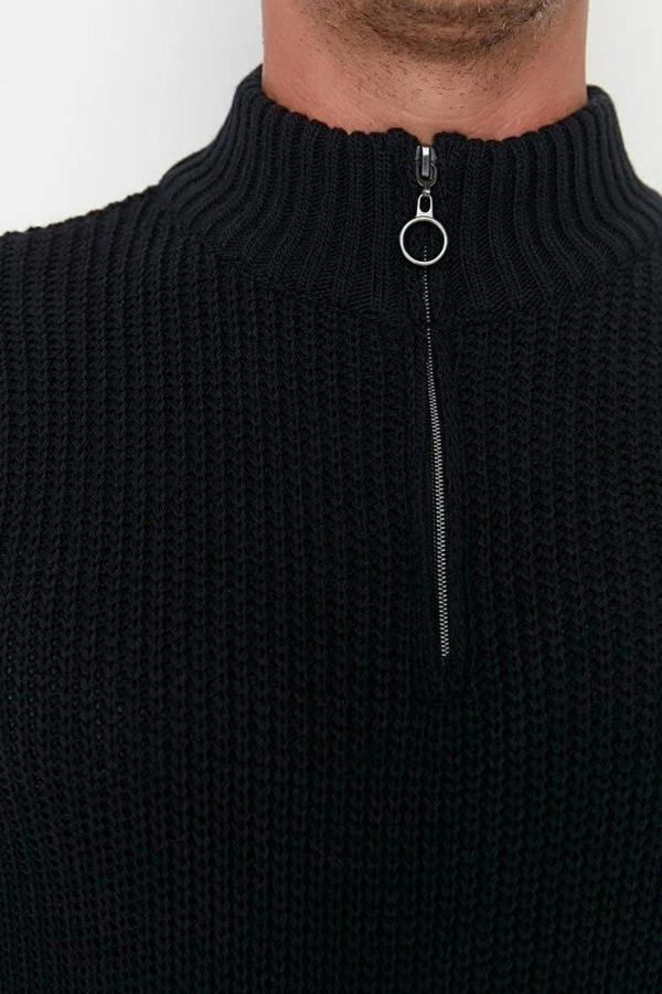 WOVCOR Regular Fit Half Turtleneck Zippered Men's Sweater