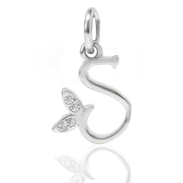 Say It With Winged Initial Charm - Sterling Silver