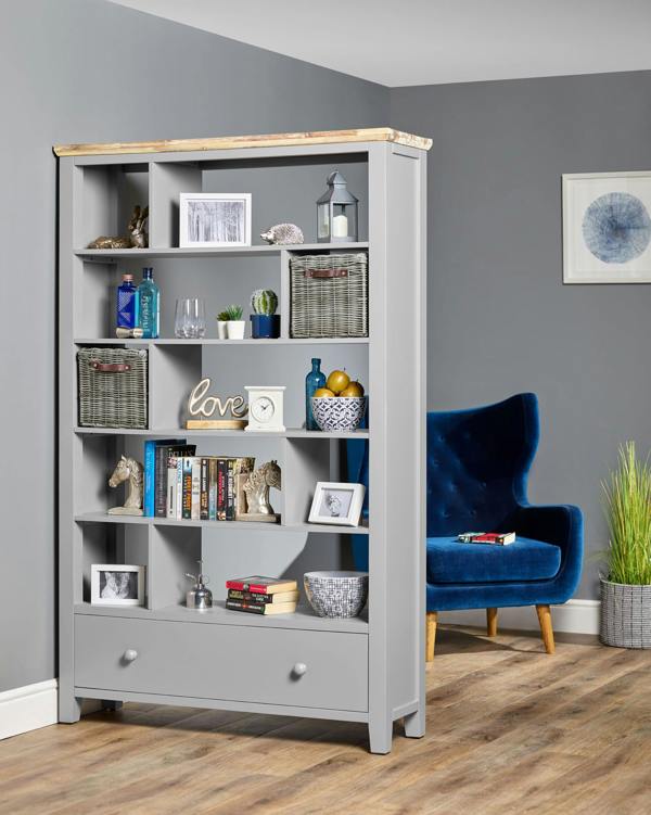 Statement Furniture Florence Room Divider Shelving Storage with Drawer, Fully Assembled