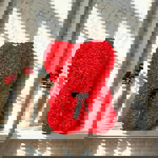 smartbies Rose Bear With Ribbon Rose Petals Teddy Bear Romantic Rose Petal Gift for Women