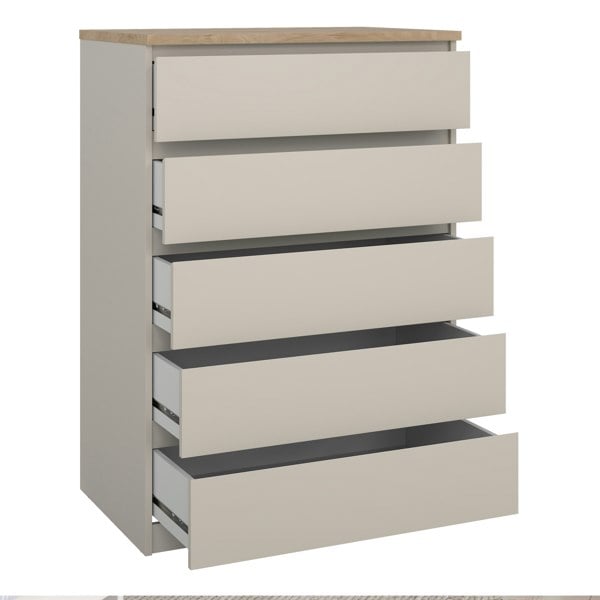 Furniture To Go Naia Chest of 5 Drawers in Cashmere Jackson Hickory