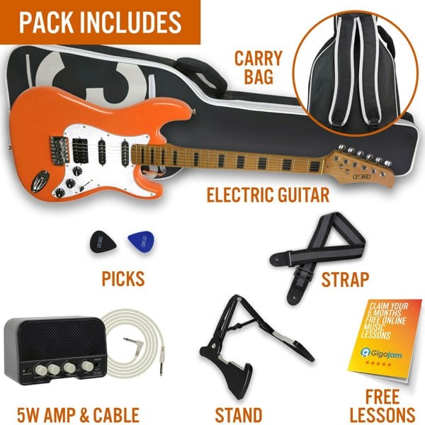 3rd Avenue Stateside Series Electric Guitar Pack - Canyon Orange