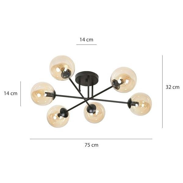 Emibig BRENDI Ceiling lamp  6 x E14 Black with Amber Shade