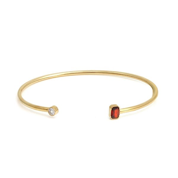 Say It With July Ruby Birthstone Bangle - Yellow Gold Plated