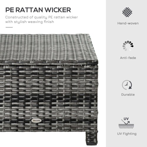 Wyld Haus Kadone Halu Rattan Grey Square Outdoor Footstool With Cushioned Top