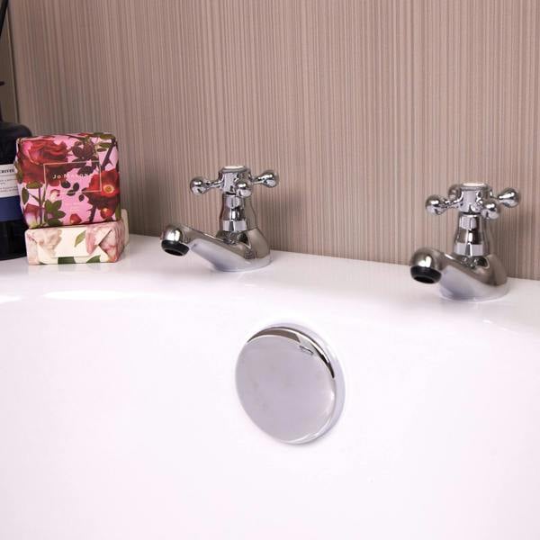 Flode Rutberget Traditional Bath Pillar Taps - Polished Chrome Finish