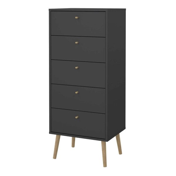 Wyld Haus Quietbloom Dark Grey Wooden Storage Chest 5 Drawers