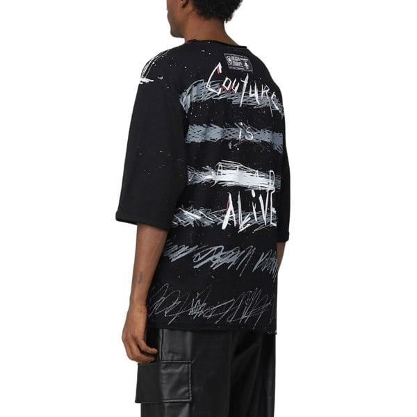 BALMAIN YU1EG035GB82 Balmain Paris Graffiti Coin Logo Black T-Shirt EBE BLACK T-SHIRT MALE S