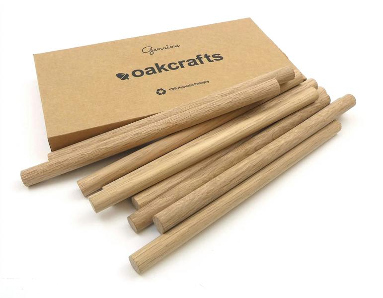Premium Quality European Oak Dowel 200mm Long (12mm - Pack of 10)