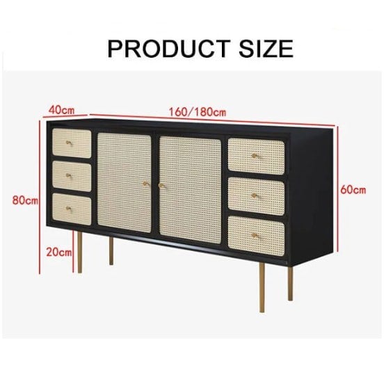 Babs Rattan Sideboard with Drawers, Wood-Rit Concept-Rit Concept