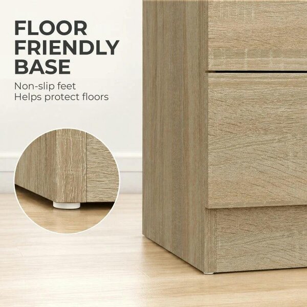 Three-Drawer Simple Bedside Table - Oak