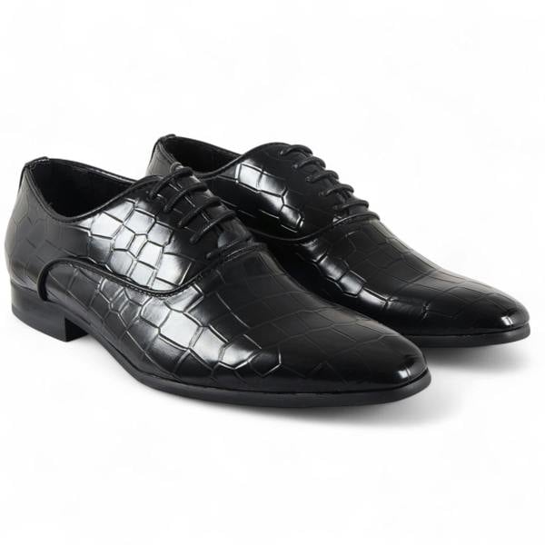 Dolcetto Men's Black Classic Lace-Up Oxford Derby Formal Shoes