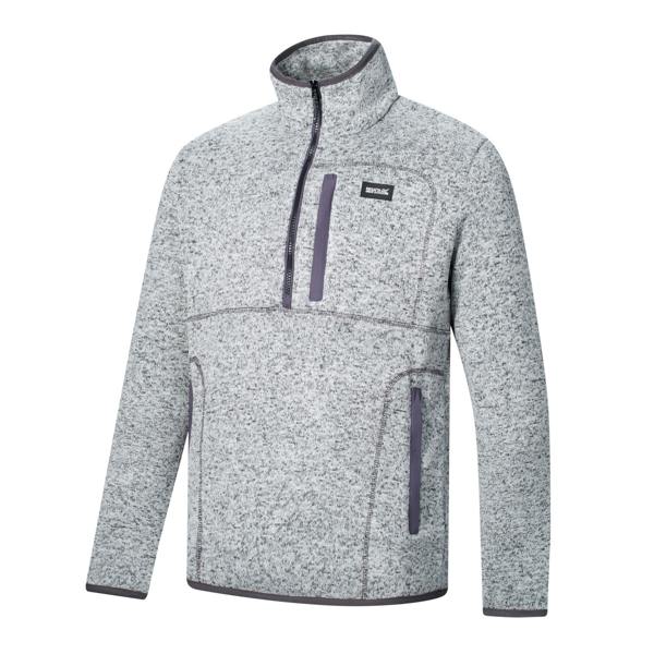 Regatta Mens Barlee Quarter Zip Fleece Top - Silver Grey - 