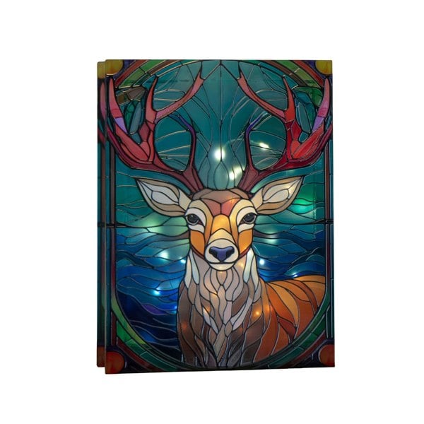 Samuel Alexander 28cm Battery Powered Glass Christmas Decoration with Stag & Warm White LEDs