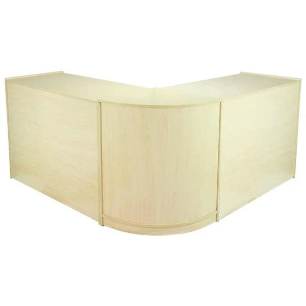 Zodiac Maple Shop Counter & Retail Display Set in light maple finish, featuring a sleek, curved design and smooth surface for easy cleaning