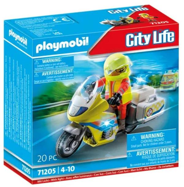 Playmobil Rescue Motorcycle with Flashing Light - 71205 Playset