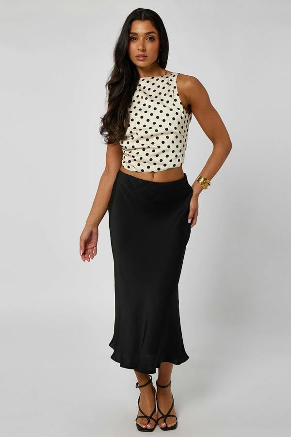 Urban Bliss Polka Satin Tie Back Top