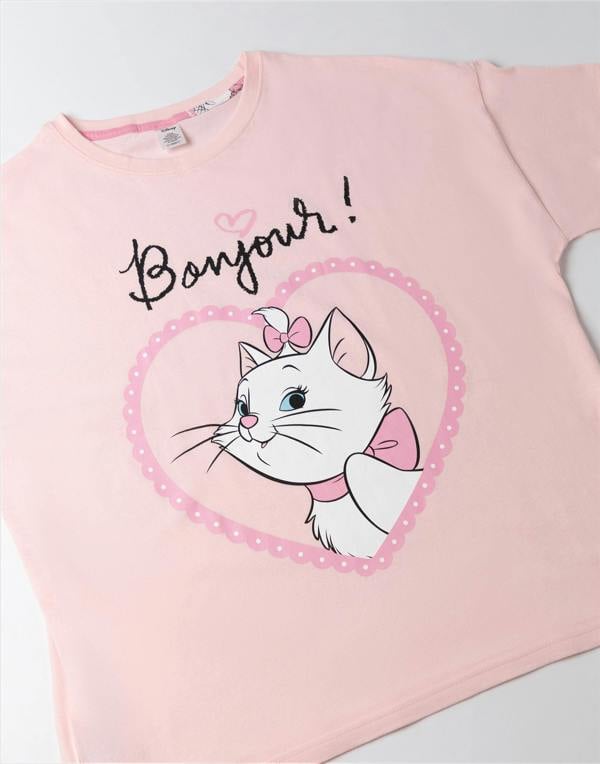 Disney Womens Pink Marie Short Sleeve Long Leg Pyjama Set