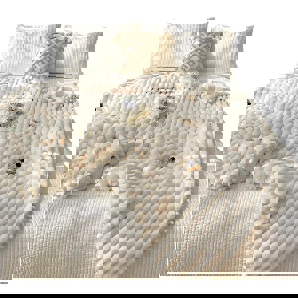 goodgoodhome Anycozy Blanket Cream White Tuscan Faux Rabbit Fur Autumn Winter Warm Wool Weighted Blanket Soft Cozy Warmth Sofa Blankets 120x150cm