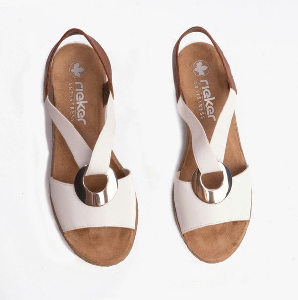 Rieker Alula Womens Wedge Heel Sandals - White