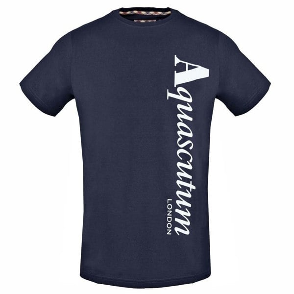 Aquascutum Vertical Logo T-Shirt - Navy Blue