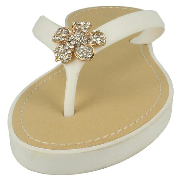 Savannah Ladies Savannah Toe Post Diamante Flower Detail Sandals