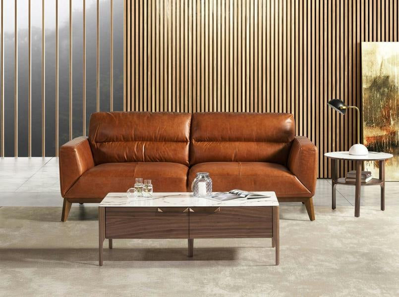 Angel Cerdá Brown leather sofa 6046/6047